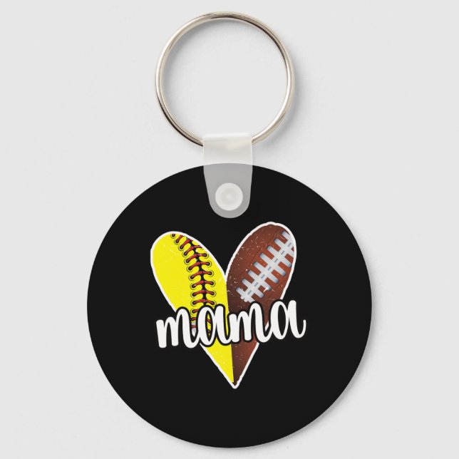 Ller Mama Proud Softll Footll Player Ll Mom  Keychain (Front)
