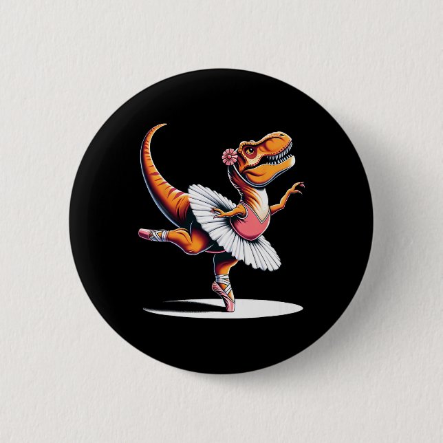 Llerina T-rex Dancing  Button (Front)