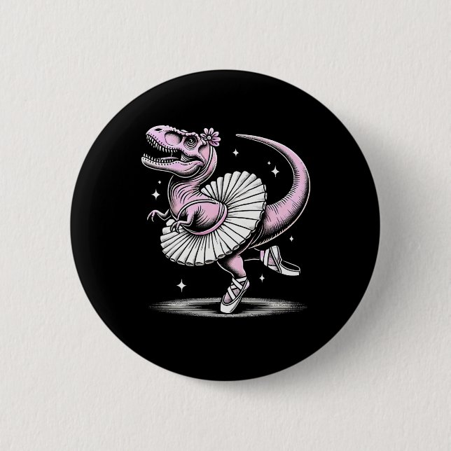 Llet Dancing T-rex In Tutu And Slippers  Button (Front)