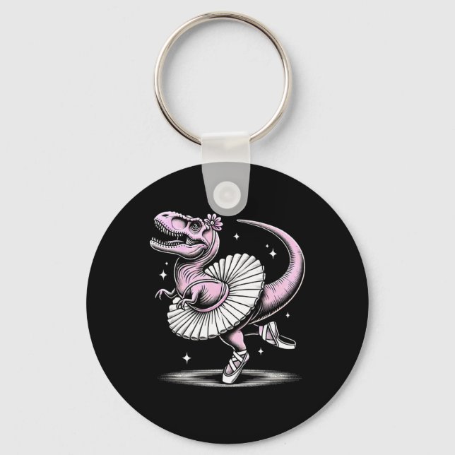 Llet Dancing T-rex In Tutu And Slippers  Keychain (Front)