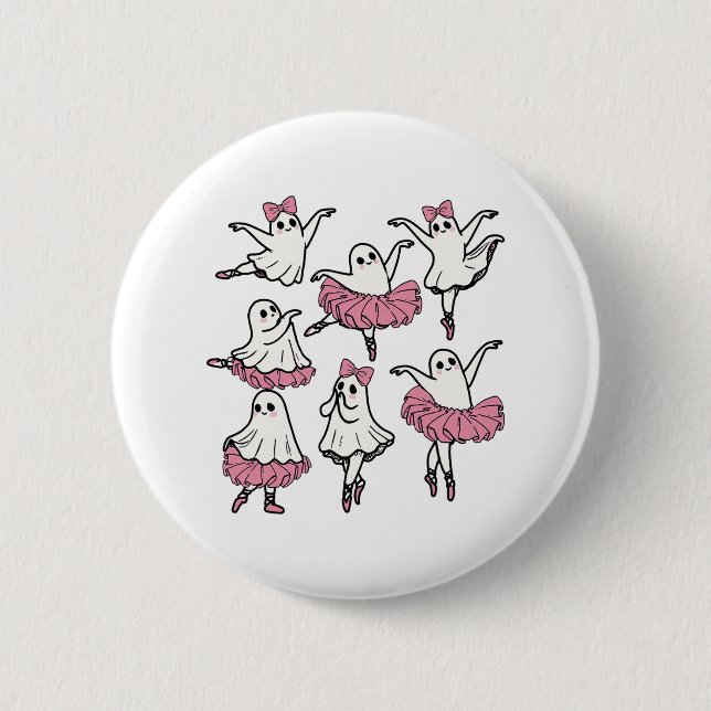 Llet Ghost Dancer Cute Boo Dancing Halloween  Button (Front)