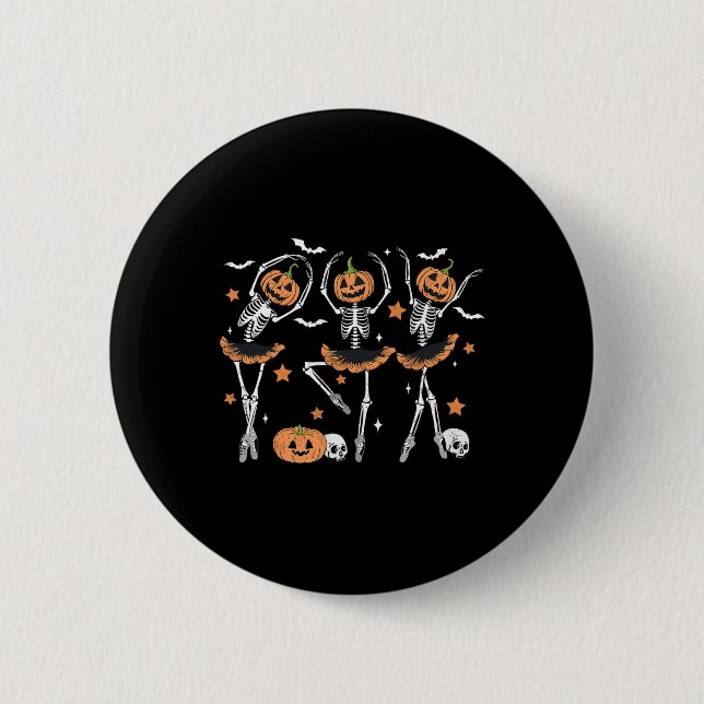 Llet Pumpkin Skeleton Scary Halloween Men Women Bo Button (Front)