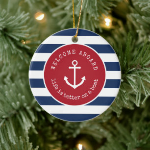 Llife is better on a boat Christmas ornament