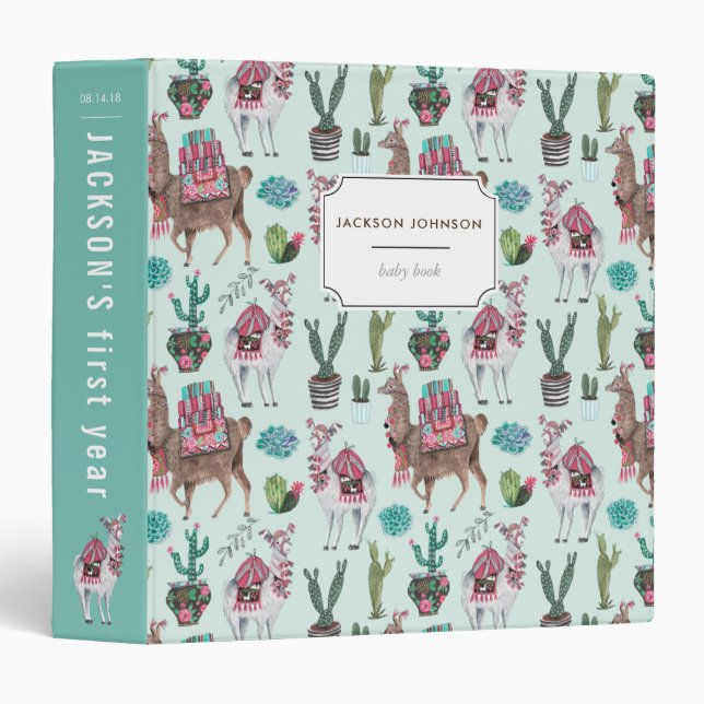 LLlama | Custom | Blue | Baby book Binder (Front/Spine)