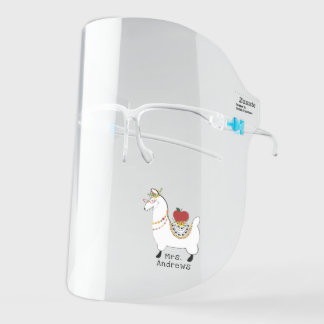 Lllama Red Apple Floral Teacher Face Shield