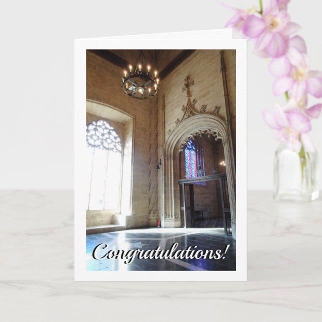 Llotja de la Seda Portrait, Valencia City, Spain Card (Orchid)