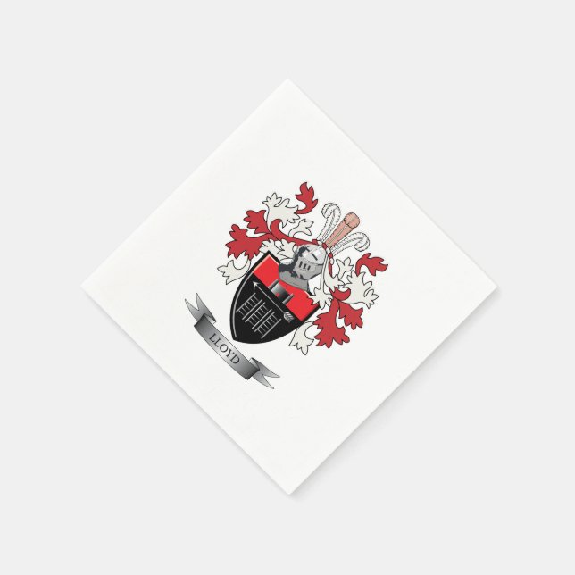 Lloyd Family Crest Coat of Arms Paper Napkins (Corner)