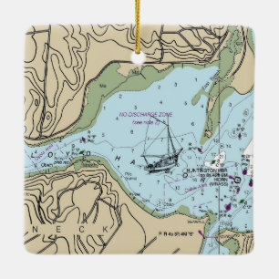 Lloyd Harbor NY Nautical Chart Ceramic Ornament
