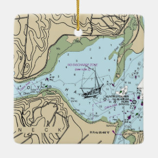 Lloyd Harbor NY Nautical Chart Ceramic Ornament