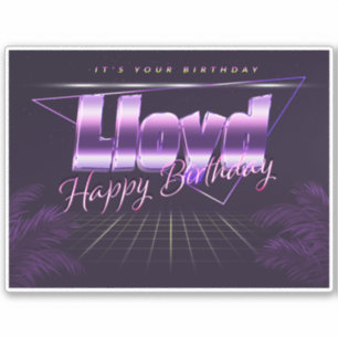 Lloyd Name First Name lilac retro sticker birthday