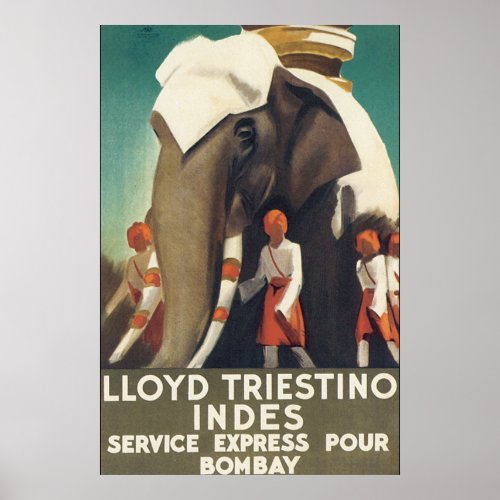 Lloyd Triestino Indes Vintage Travel Poster