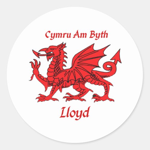 Lloyd Welsh Dragon Classic Round Sticker