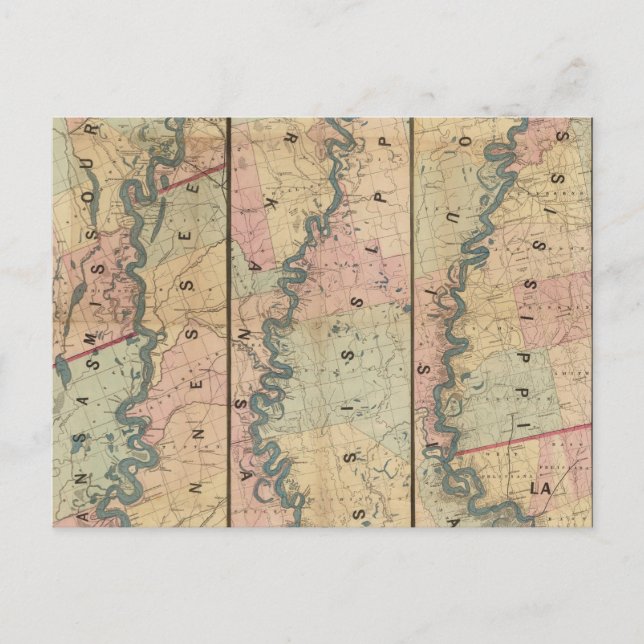 Lloyd's map of the Lower Mississippi River Postcard (Front)