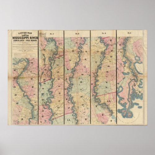 Lloyds map of the Lower Mississippi River Poster