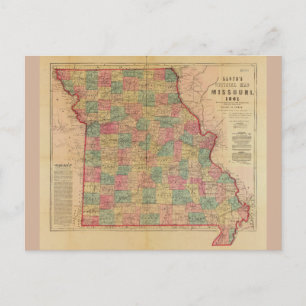Lloyd's Offical Map of Missouri (1861) Postcard