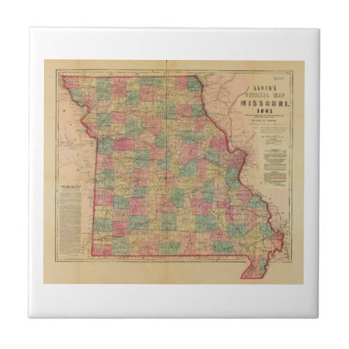 Lloyds Offical Map of Missouri 1861 Tile