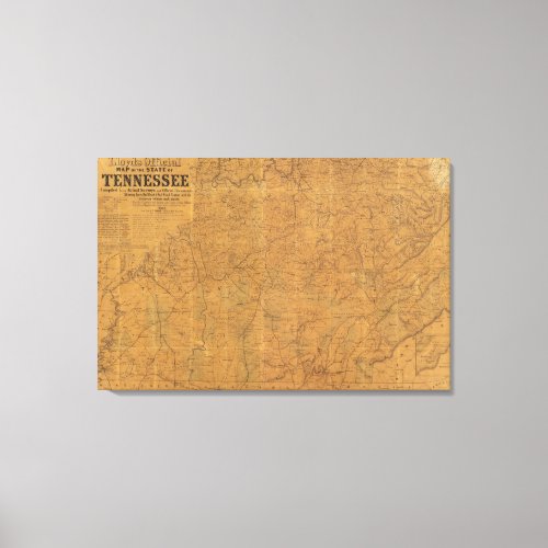 Lloyds official map of the state of Tennessee Canvas Print