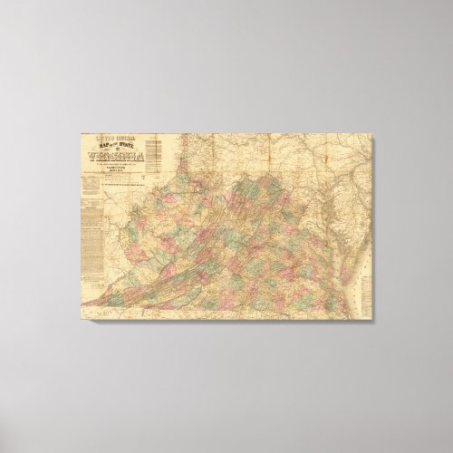 Lloyds official map of the State of Virginia Canvas Print