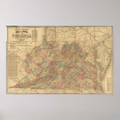 Lloyds official map of the State of Virginia Poster