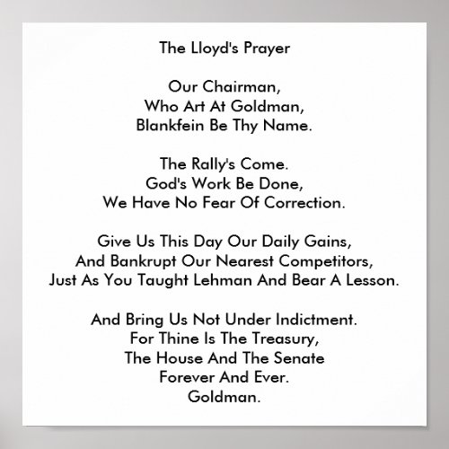 Lloyds Prayer Poster