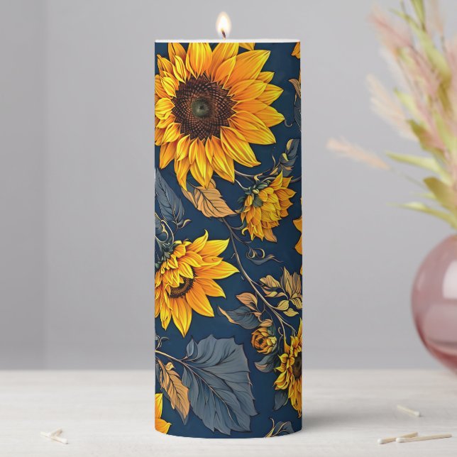 lluminating Your Space with Warmth: Sunflowers Pillar Candle (In Situ)