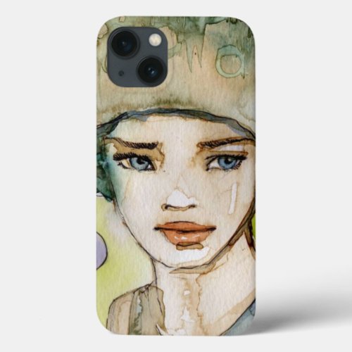 llustration of a beautiful delicate  girl iPhone 13 case