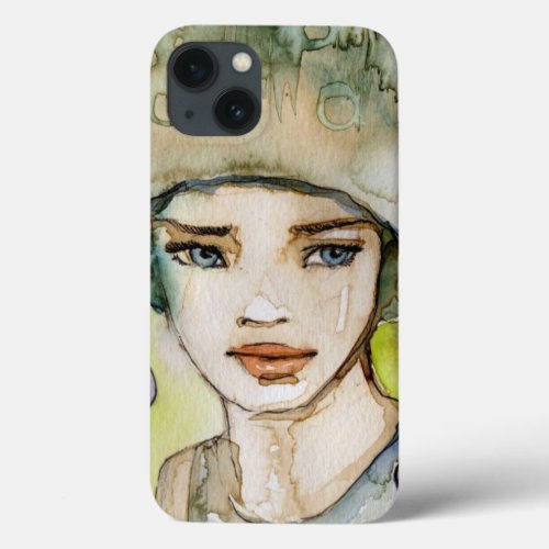 llustration of a beautiful delicate  girl iPhone 13 case