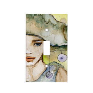 llustration of a beautiful, delicate girl light switch cover