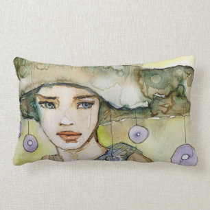 llustration of a beautiful, delicate girl lumbar pillow