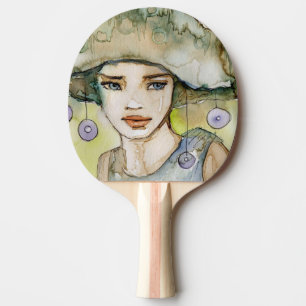 llustration of a beautiful, delicate  girl ping pong paddle