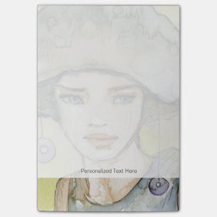 llustration of a beautiful, delicate  girl post-it notes
