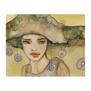 llustration of a beautiful, delicate girl wood wall art