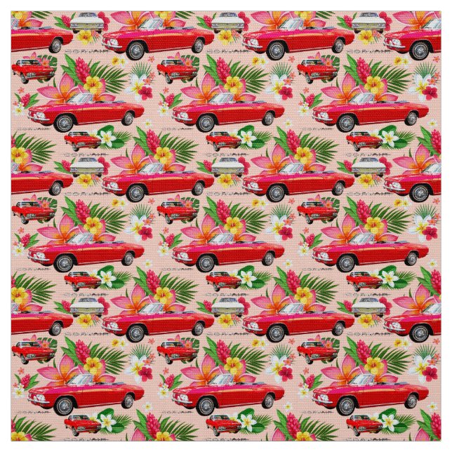 LM Corvair Car—coral Fabric (Swatch)