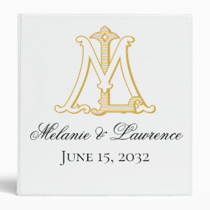 LM or ML Monogram antique vintage binder in gold
