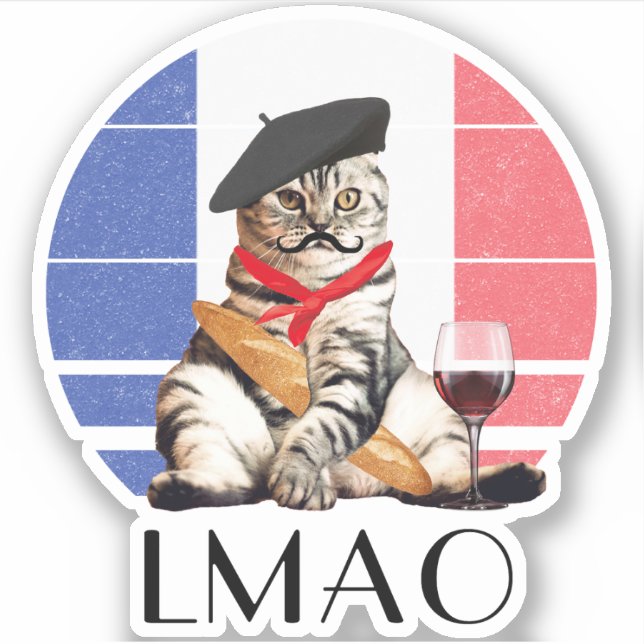 LMAO Le Meow French Cat Sticker (Front)