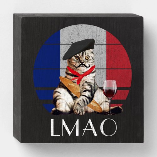 LMAO Le Meow French Cat Wooden Box Sign