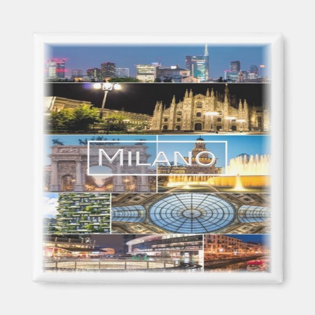 LMD003 MILAN, Mosaic, Lombardy, Italy,  Fridge Magnet (Front)