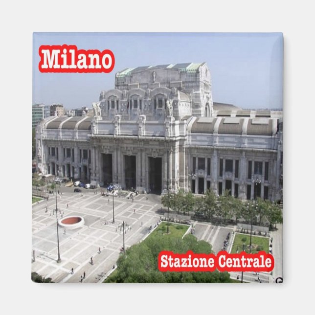 LMD010 MILAN Centrale Station Train Italy, Fridge Magnet (Front)