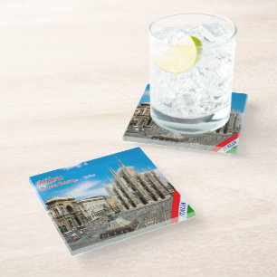 LMD011 MILAN, Piazza del Duomo Cathedral, Glass Coaster