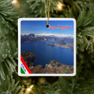 LMD077 LAKE MAGGIORE Aerial View, Italy, Ceramic Ornament