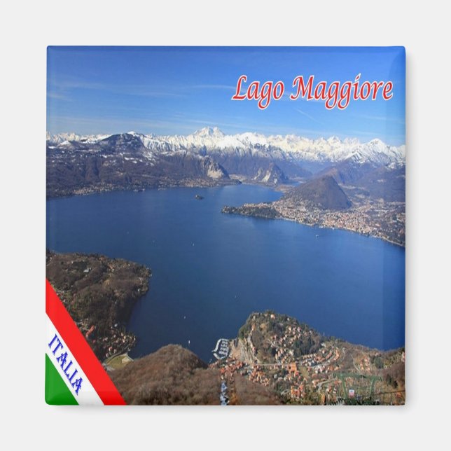 LMD077 LAKE MAGGIORE Aerial View,  Italy, Fridge Magnet (Front)