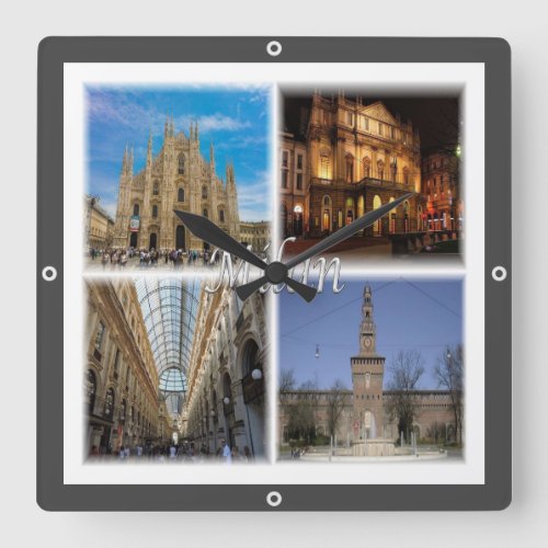 LMD117 MILAN mosaic Lombardy Italy Square Wall Clock