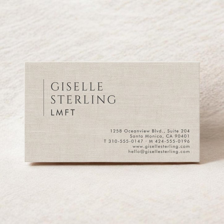 Lmft Licensed Marriage Therapist Natural Linen Business Card