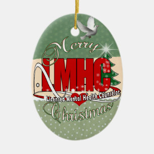 LMHC CHRISTMAS Licensed Mental Health Counselor Ceramic Ornament