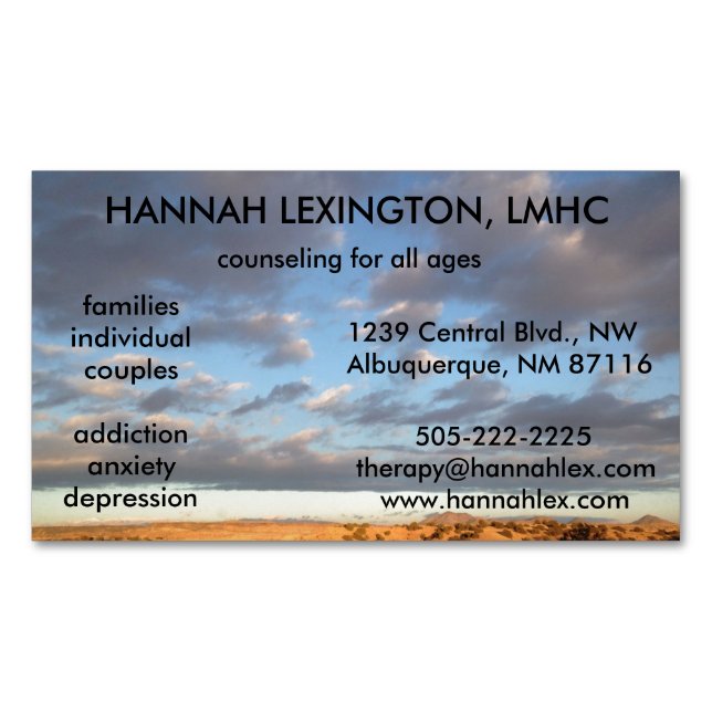 LMHC Counselor Magnet, advertising networking Business Card Magnet (Front)