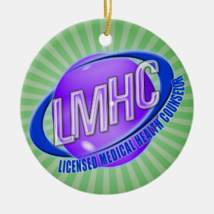 LMHC SWOOSH LICENSED MEDICAL HEALTH COUNSELOR CERAMIC ORNAMENT