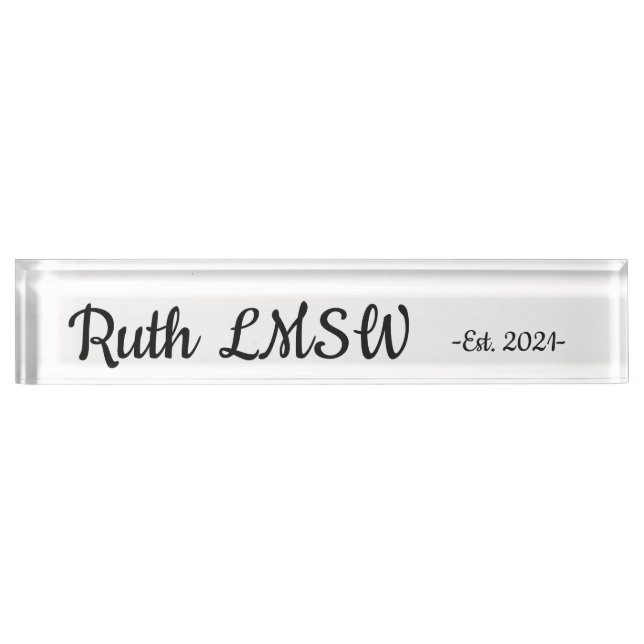 LMSW est. 2021 Desk Name Plate (Front)
