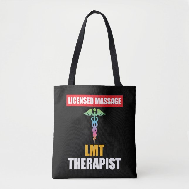 LMT Licensed Massage Therapist Caduceus Tote Bag (Front)
