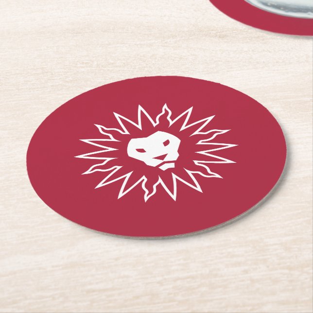 LMU Lions Logo Round Paper Coaster (Angled)