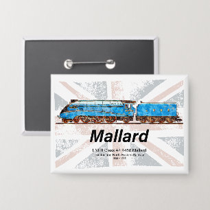 LNER Class A4 Mallard locomotive profile with flag Button